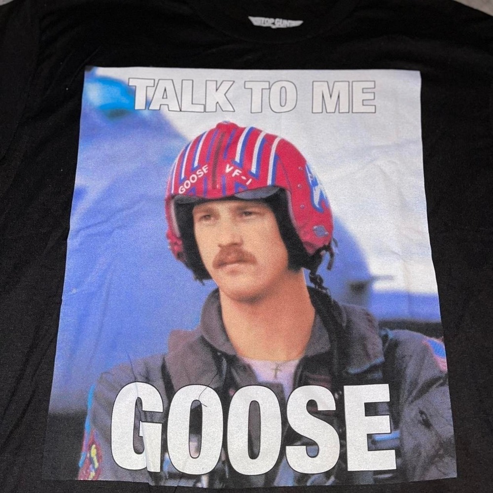 Top Gun Talk To Me Goose‎ Graphic T-Shirt Mens Large Black Paramount Movie Tee
